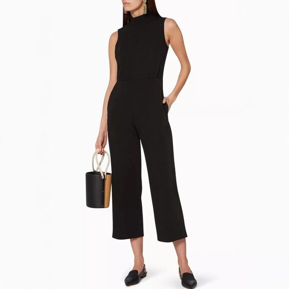 Club Monaco Pants - Club Monaco Black Tie Neck Cropped Leg Jumpsuit Size 6
